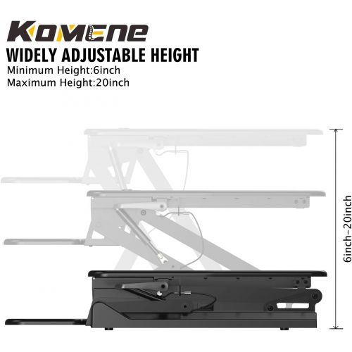  [아마존핫딜][아마존 핫딜] Komene 조절 가능한 스탠딩 데스크톱, 5년 보증 60IBS, 높이 조절 가능한 스탠드데스크 컨버터 데스크탑용 인체공학적 듀얼 모니터 라이저, 전화/태블릿 홀더와 이동식 키보드 트레이 36-