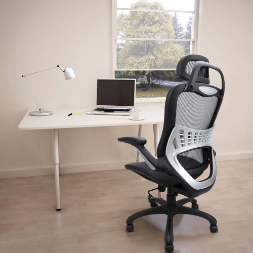  Komene Ergonomic Office Chair: Passed BIFMA/SGS Weight Support Over 300Ibs,Breathable Mesh Cushion &High Back-Executive Chairs with Adjustable Headrest Backrest,Flip-up Armrests,360-Degre