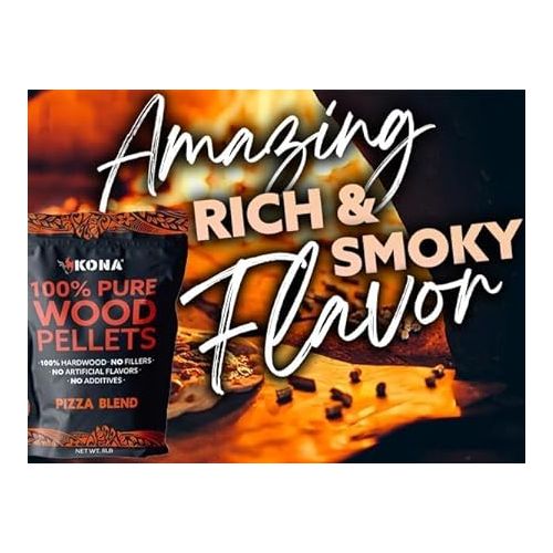  Kona Pizza Blend Wood Smoker Pellets, Intended for Pizza Ovens, 100% Natural Hardwood - Rich Smoky Flavor - Ideal for Pizza Ovens, Smokers, and Smoker Tubes - 2 Pounds