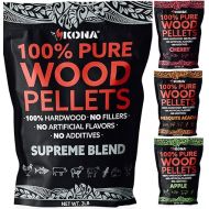 Kona Smoker Grilling Pellet (Set of 4) 2 Pound Variety Pack (8 pounds Total), Apple + Cherry + Supreme Blend + Mesquite Acacia Blend