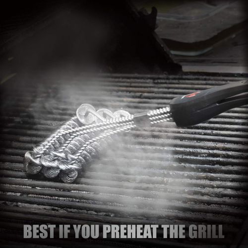  Kona Safe/Clean Grill Brush - Bristle Free BBQ Grill Brush - 100% Rust Resistant Stainless Steel Barbecue Cleaner - Safe For Porcelain, Ceramic, Steel, Cast Iron - Great Grilling A