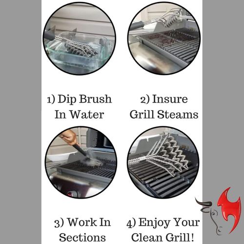  Kona Safe/Clean Grill Brush - Bristle Free BBQ Grill Brush - 100% Rust Resistant Stainless Steel Barbecue Cleaner - Safe For Porcelain, Ceramic, Steel, Cast Iron - Great Grilling A