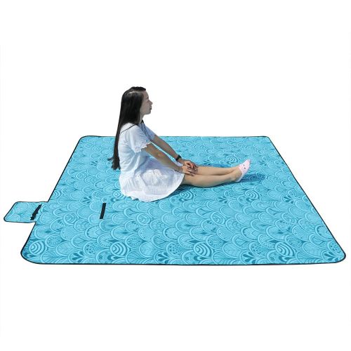  [아마존 핫딜]  [아마존핫딜]Konesky 200 x 200cm XXL Picknickdecke Fleece Wasserdicht Campingdecke Stranddecke Warmeisoliert mit Tragegriff fuer Picknicks, Camping - Blau