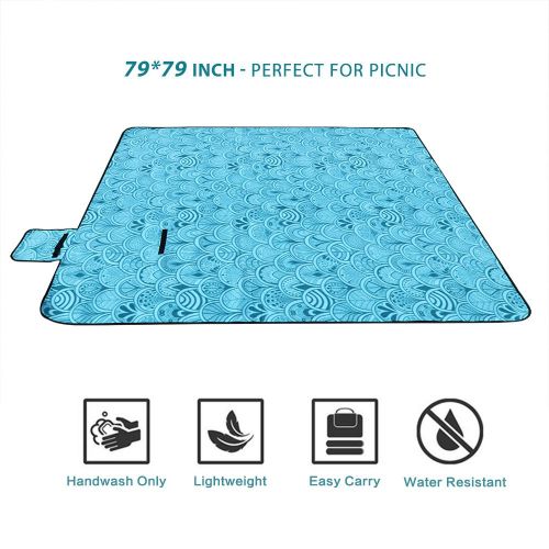  [아마존 핫딜]  [아마존핫딜]Konesky 200 x 200cm XXL Picknickdecke Fleece Wasserdicht Campingdecke Stranddecke Warmeisoliert mit Tragegriff fuer Picknicks, Camping - Blau