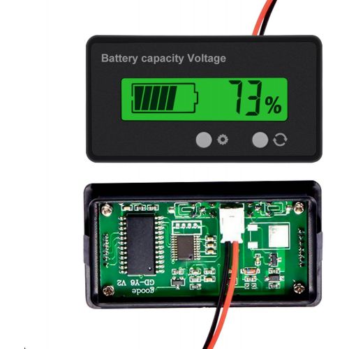  [아마존베스트]Konesky DC 6-63V Digital Battery Capacity Tester, Voltage Capacity Percent Meter Battery Indicator 12V/24V/36V/48V Monitor Green Backlight for Lithium Batteries and Lead-acid Batteries