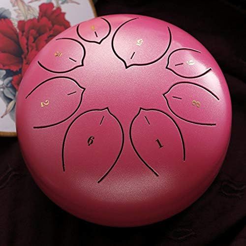  [아마존베스트]Konesky Steel Tongue Drum 6 Inch Hand Pan Percussion Drum 8 Tune Essential Drum Instrument with Drum Carry Bag, 2 Drumsticks, Exercise Book, 4 Finger Picks, Pink