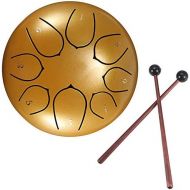 [아마존베스트]Konesky Steel Tongue Drum 6 inch Hand Pan Percussion Drum 8 Tune Essential Drum Instruments with Drum Carry Case, 2 Drumsticks, Exercise Book, 4 Finger Picks, Red, Gold