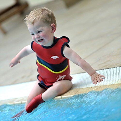  Konfidence Babywarma Swimsuit, Red Wave, 12-24 Months