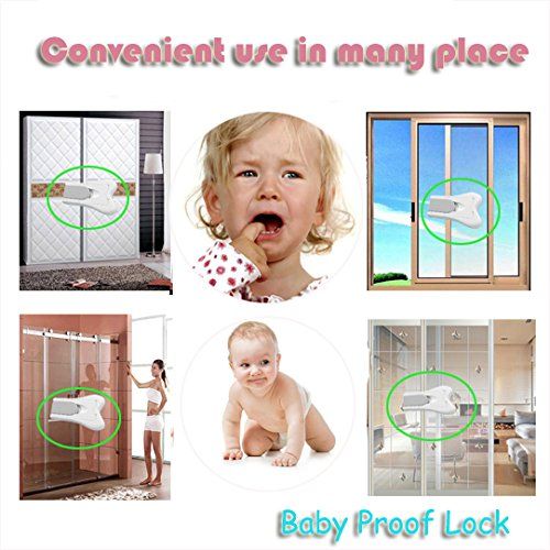  [아마존베스트]Sliding Door Lock for Child Safety, KongNai Baby Proof Lock for Patio, Closet,Shower,Window,Wardrobe,...