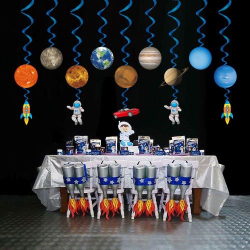  Konsait Solar System Whirls(14Pack), Outer Space Hanging Swirl Home Classroom Decor for Boy Girl Kids Solar System Party Decoration Space Themed Birthday Party Favor Supplies