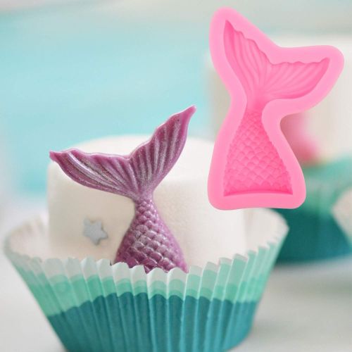  [아마존베스트]Konsait Mermaid Tail Ocean Seashell Mold (6pcs),Silicone Cake Fondant Baking Molds Chocolate Candy Baking Tool for Wedding Birthday Party Cake Decoration Cupcake Topper