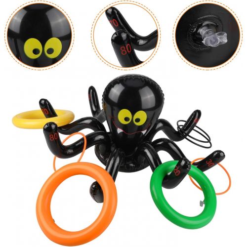  할로윈 용품Konsait 2 IN 1 Halloween Games Set,Inflatable Spider Ring Toss Game,Witch Hat Ring Toss Game with 8 Rings for Kids Toy Carnival School Outdoor Indoor Lawn Garden Backyard Spooky Cr