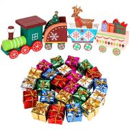 Konsait 25 Pack Christmas Tree Small Gift Boxes Hanging Decorations, Christmas Train Figurine Decor Mini Holiday Train Set,Christmas Miniatures for Crafts,Dollhouse Christmas Decor