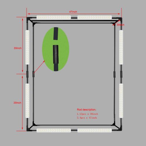  Konseen 47x32x63 Dimmable LED Large Cube Shooting Tents Box for Professional Photography Studio Lightbox Kits Photo Video Continuous Lighting Shoot Tent Softbox with 3 Colors PVC Backdgrou