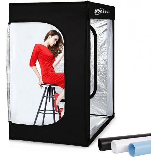  Konseen 47x32x63 Dimmable LED Large Cube Shooting Tents Box for Professional Photography Studio Lightbox Kits Photo Video Continuous Lighting Shoot Tent Softbox with 3 Colors PVC Backdgrou