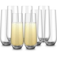 [아마존베스트]Stemless Champagne Flutes, by Kook, Durable Glass, Set of 8, 10.5oz