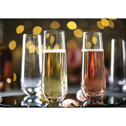  [아마존베스트]Stemless Champagne Flutes, by Kook, Durable Glass, Set of 8, 10.5oz