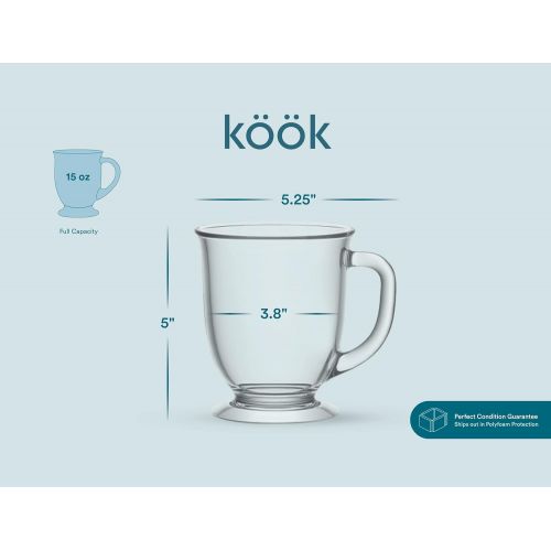  [아마존베스트]Coffee and Tea Glasses, by Kook, Hot Mugs, Set of 6, 15oz