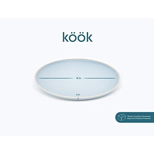  [아마존베스트]Salad Plates, Ceramic Make, by Kook, Blue, 8 inch, Set of 6