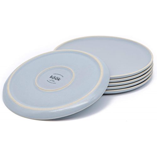  [아마존베스트]Salad Plates, Ceramic Make, by Kook, Blue, 8 inch, Set of 6