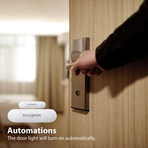  Koogeek Door Window Sensor,Open Entry Smart WiFi Sensor Contact Door Window Sensor, Notification Reminder Alexa for Voice Control, No Hub Required, Replaceable Battary, Remote Cont