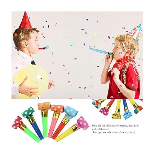  Koogel 100 Pcs Party Blower, Colorful Birthday Noisemakers Birthday Blow Horns Party Whistles New Years Party Noisemakers Whistles Party Blowouts Party Favors Noise Makers