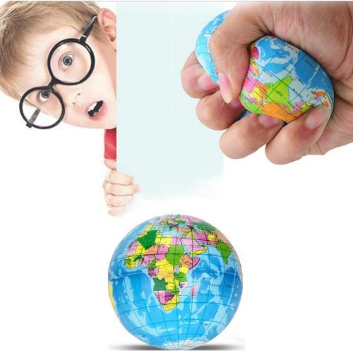  Koogel 3 Globe Squeeze Stress Balls (24 Pack) Earth Ball Stress Relief Toys Therapeutic Educational Balls Bulk