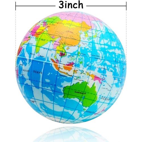  Koogel 3 Globe Squeeze Stress Balls (24 Pack) Earth Ball Stress Relief Toys Therapeutic Educational Balls Bulk