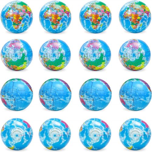  Koogel 3 Globe Squeeze Stress Balls (24 Pack) Earth Ball Stress Relief Toys Therapeutic Educational Balls Bulk