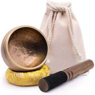 Koogel Tibetan Singing Bowl Set 8.5 cm with Clapper and Cushion Singing Bowl for Meditation Yoga Anxiety Reduction