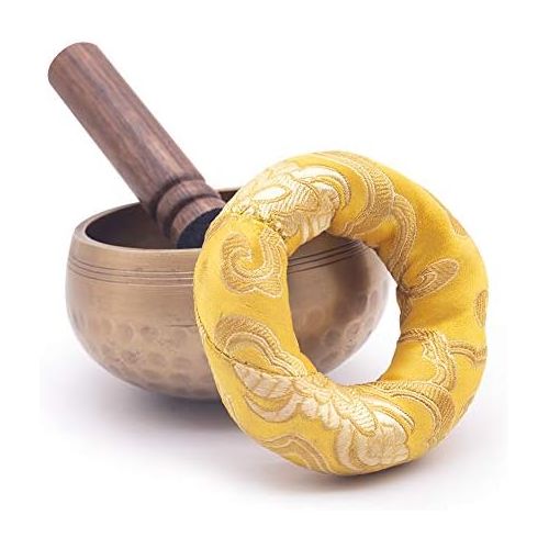  Koogel Tibetan Singing Bowl Set 8.5 cm with Clapper and Cushion Singing Bowl for Meditation Yoga Anxiety Reduction