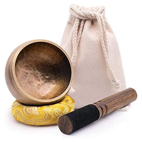  Koogel Tibetan Singing Bowl Set 8.5 cm with Clapper and Cushion Singing Bowl for Meditation Yoga Anxiety Reduction