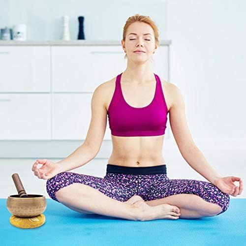  Koogel Tibetan Singing Bowl Set 8.5 cm with Clapper and Cushion Singing Bowl for Meditation Yoga Anxiety Reduction