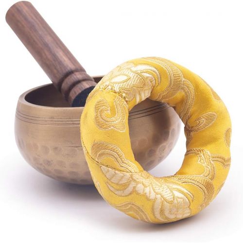  Koogel Tibetan Singing Bowl Set 8.5 cm with Clapper and Cushion Singing Bowl for Meditation Yoga Anxiety Reduction