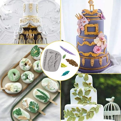  [아마존베스트]Koogel Tree Leaf Silicone Mold, Resin Mold Cake Fondant Silicone Mold Fondant Clay Mould Leaf Shape DIY Decorating Tool