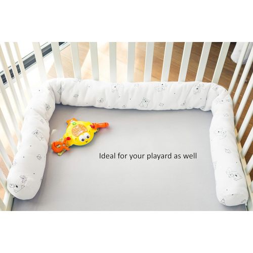  Kookoolon Organic Cotton Padded Liner for Crib and Bed - 79 Snake Pillow with Unique Origami...