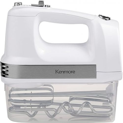  Kenmore 5-Speed Electric Hand Mixer/Blender, 250 Watts, with Beaters, Dough Hooks, Liquid Blending Rod, Automatic Cord Retract, Burst Control, and Clip-On Accessory Storage