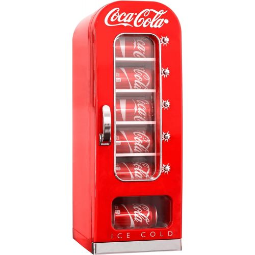  Koolatron CVF18 Retro-designed Thermoelectric Vending Fridge, Holds up to 10 Cans, Push Button Vending, Tall Window Display, Plugs Into Any Vehicle 12V Plug or Household Outlet, Re