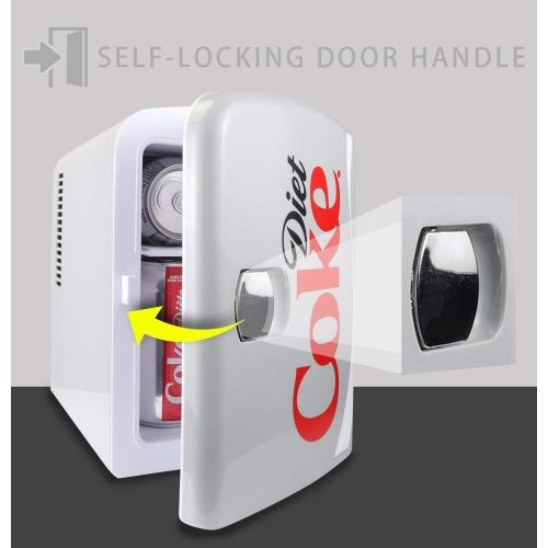  [아마존베스트]Koolatron Coca-Cola Diet Coke Portable 6 Can Thermoelectric Mini Fridge Cooler/Warmer, 4 L/4.2 Quarts Capacity, 12V DC/110V AC Included Great for Home, Car, Skincare, Cosmetics, Medication,