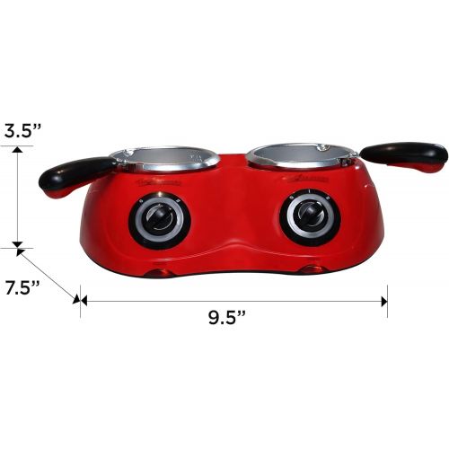  [아마존베스트]Koolatron CM20 Deluxe Chocolatiere 2 Melting Pots-Fondue Set with 8.8 oz. (250 gm) Capacity-Includes Base Unit and Accessories, Red