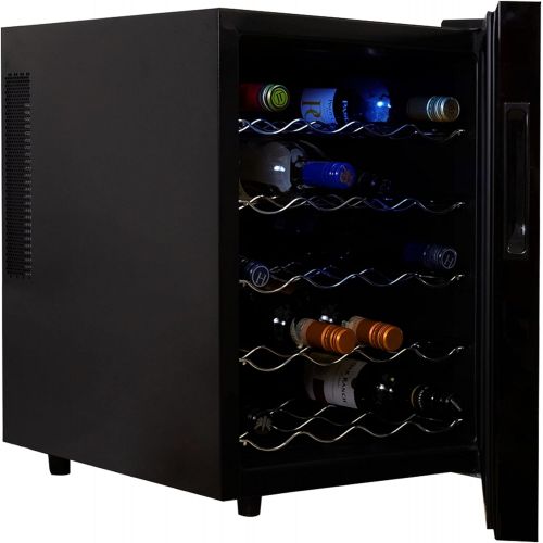  [아마존베스트]Koolatron WC20 Thermoelectric Wine Cooler 20 Bottle Capacity with Digital Temperature Controls - Vibration-free and Quiet Cooling Power, 5 Removable Shelves, Black