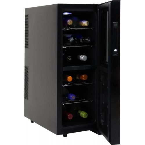  [아마존베스트]Koolatron WC12DZ Dual Zone Thermoelectric Cooler 12 Bottle Capacity with Digital Temperature Controls-Wine Cellar with Quiet Cooling Power and 4 Removable Shelves, Black/Silver