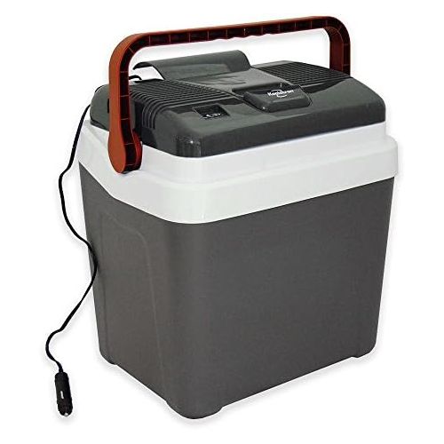  Koolatron 26 qt. Grab-and-Go Fun Plastic Cooler with Locking Flip-Up Handle in GreyWhite