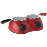Koolatron Total Chef CM20G Deluxe Chocolatiere Electric Fondue with Two Melting Pots (Red)