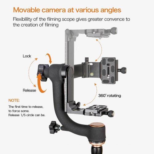  Koolehaoda Q45 Gimbal Head Heavy Duty Metal Gimbal Tripod Head with Arca-Type Quick Release Plate and Bubble Level for DSLR Cameras up to 26lbs/12kg