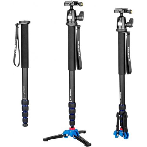  koolehaoda Camera Aluminum Monopod With Three Feet Stand Support Base & K-09 Ballhead For DSLR Camera Canon Nikon. Extended Max Height: 69-inch.