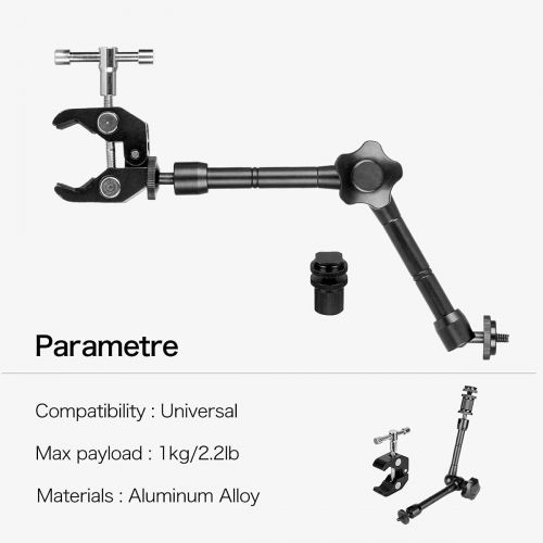  Koolehaoda 11inch Adjustable Articulating Frction Magic Arm with Large Super Clamp Mount Compatible with DSLR Camera Rig, LCD Monitor, LED Lights, Flash Lights, Microphones, DJI Os