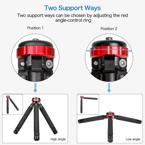  Koolehaoda Mini Tripod All Metal Tabletop Tripod Stand with 1/4 and 3/8 Screw Mount and Function Leg Design, Max Height 13 inch, Load up to 10kg/22lbs,for DSLR Camera,Monopods