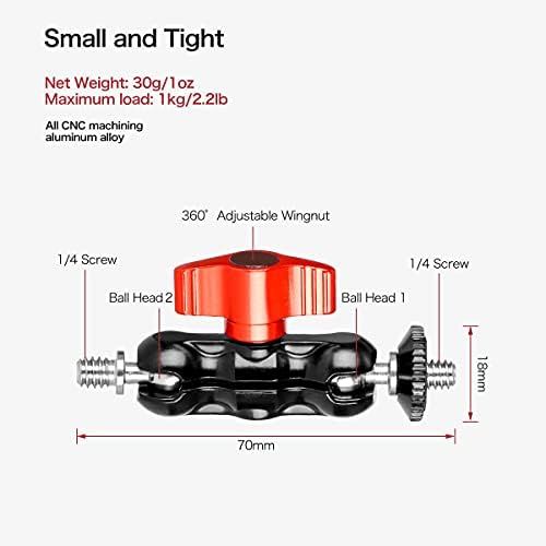  Koolehaoda Mini Double Ball Head Mount Magic Arm Adapter, with 1/4 Screw for DSLR Camera, Zhiyun Gimbal Stabilizer, LCD Monior, Video Light