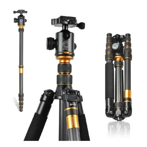  Koolehaoda Q-666C Portable Carbon Tripod Monopod Kit & Ball Head Compact Travel for All Canon Sony, Nikon, Samsung, Panasonic, Olympus, Kodak, Fuji, Cameras and Video Camera